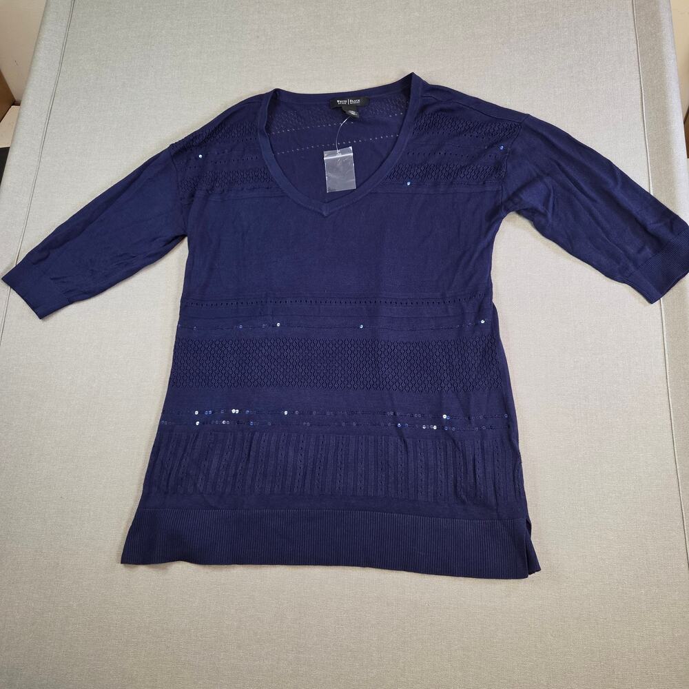 White House Black Market Purple Knit Viscose Top Blouse Size M Women’s